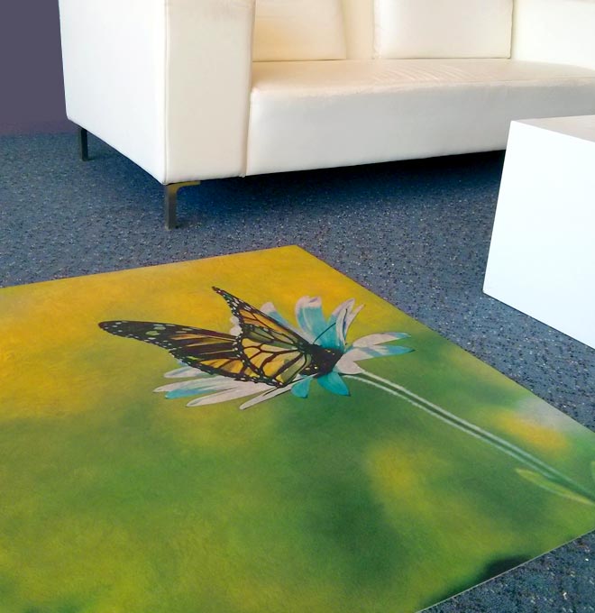 Custom printed floor vinyl.