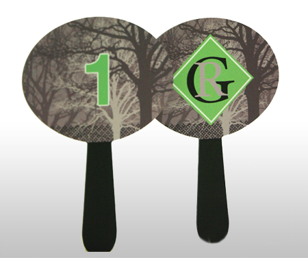 Custom made Auction paddles from Wild Digital.