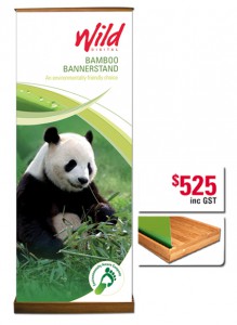 Bamboo rollup bannerstand from Wild Digital.
